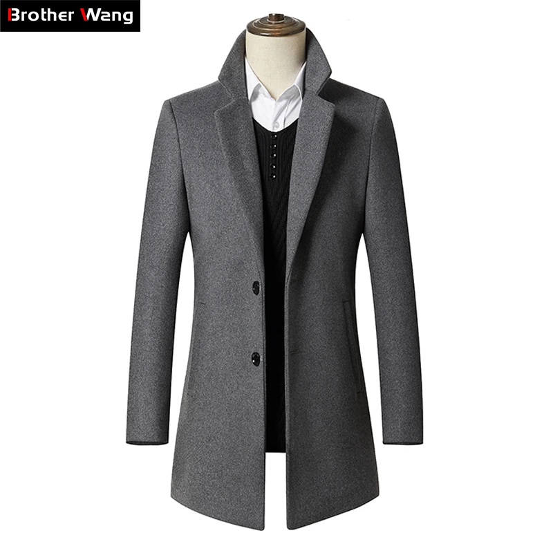 

2019 New Autumn Winter Men's Long Section Wool Coat Business Casual Classic Style Slim Fit Woolen Jaket Male Brand Clothes