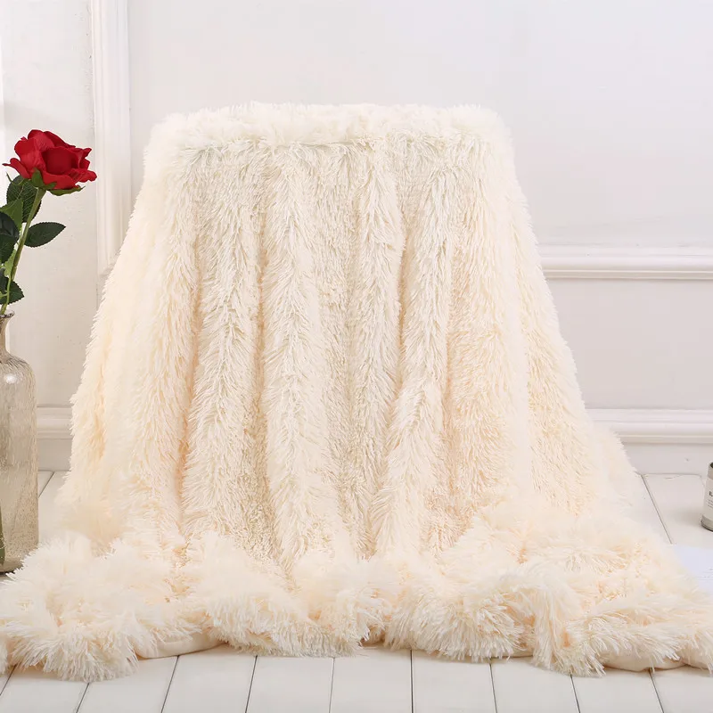 

XC USHIO Large Size Throw Blanket For Bed Sofa 160*200cm Long Shaggy Soft Warm Bedding Sheet Christmas Gift New Arrivals