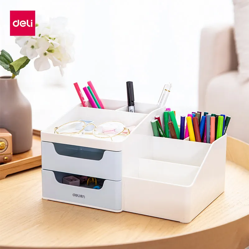 Caj/ón de escritorio pl/ástico port/átil caja de almacenamiento para cosm/éticos 9 cajones