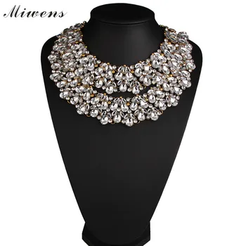 

Miwens 2017 New Multilayer Flower Choker Necklace Vintage Jewelry Luxury Collar Female Full Crystal Maxi Statement Necklace 7109