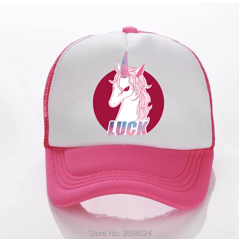 

LUCK Unicorn Children Cap Printed Unicorn Harajuku Summer Trucker Hat Kids Baseball Hats Girl Sun protect travel Girls Snapback