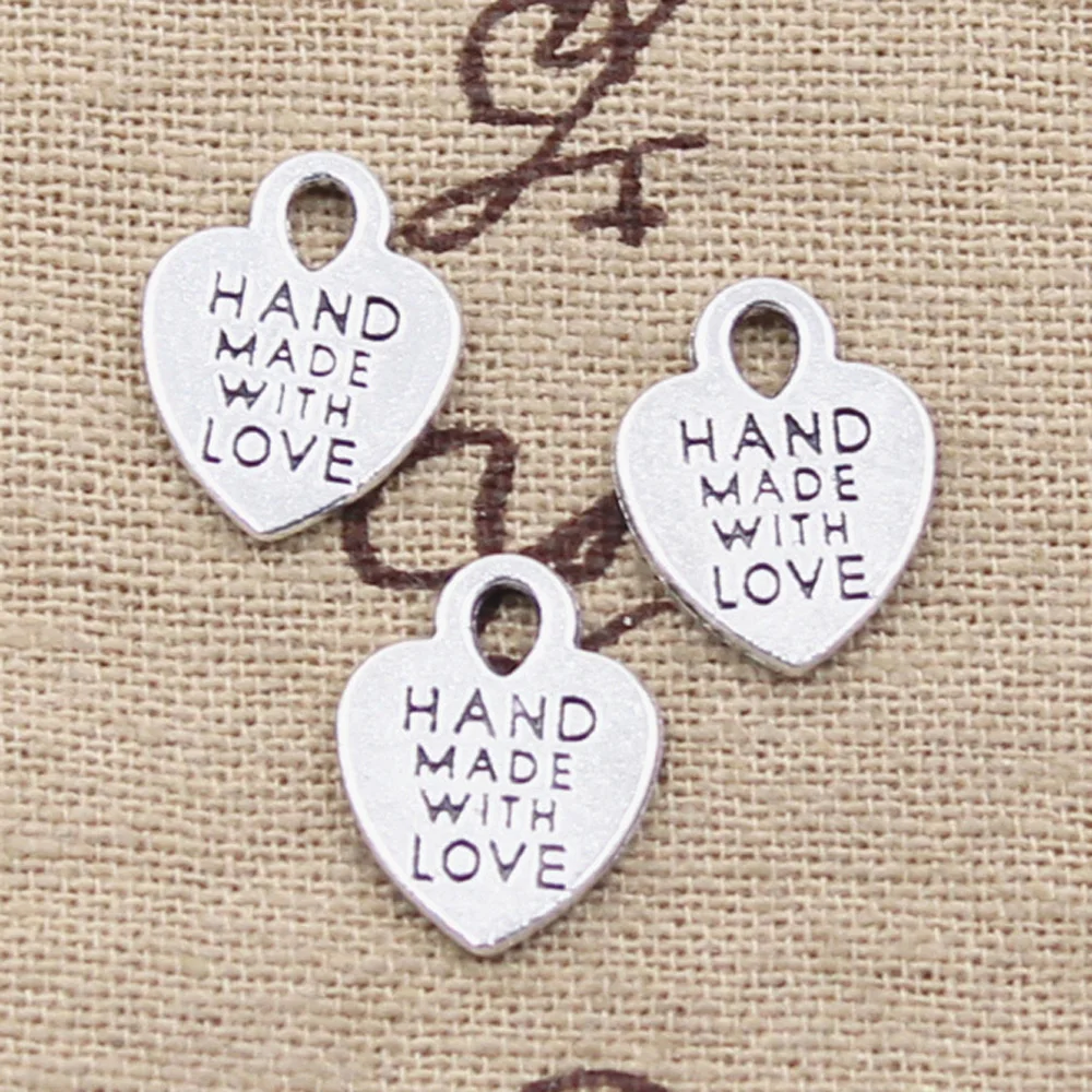 Подвески ручной работы в виде сердца с надписью Handmade With Love 15x12 мм подходят для