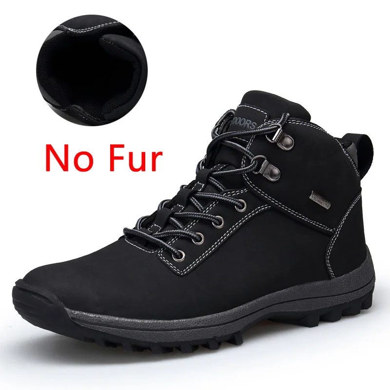 VMUKSAN/зимние мужские ботинки на меху размера плюс 39-47, мужские зимние ботинки из микрофибры г. Новые Теплые Зимние ботильоны - Цвет: black no fur