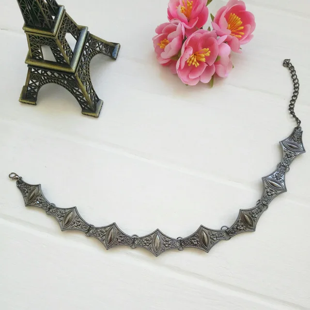 LZHLQ Черное короткое ожерелье женские металлические геометрические панк готический ретро воротник большое ожерелье модные брендовые ювелирные аксессуары