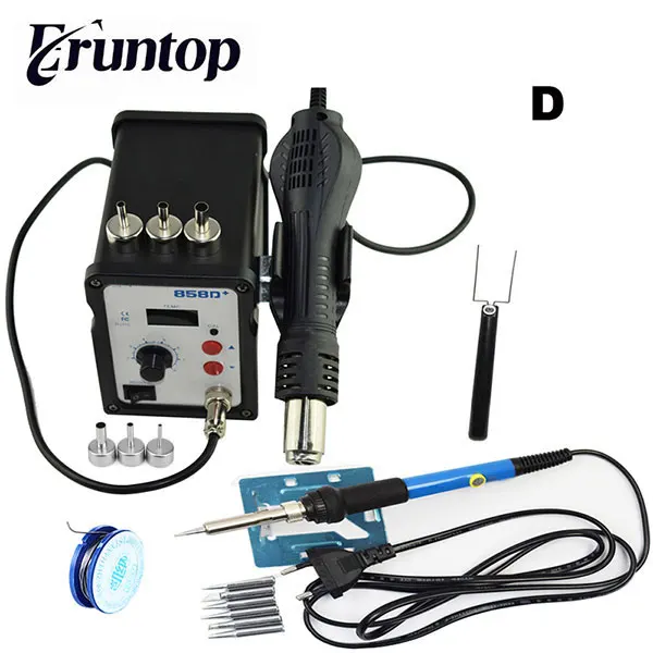 

Eruntop 858D++ SMD ESD Soldering Station LED Digital Solder Iron Hot Air GUN Blowser Upgraded from 858D