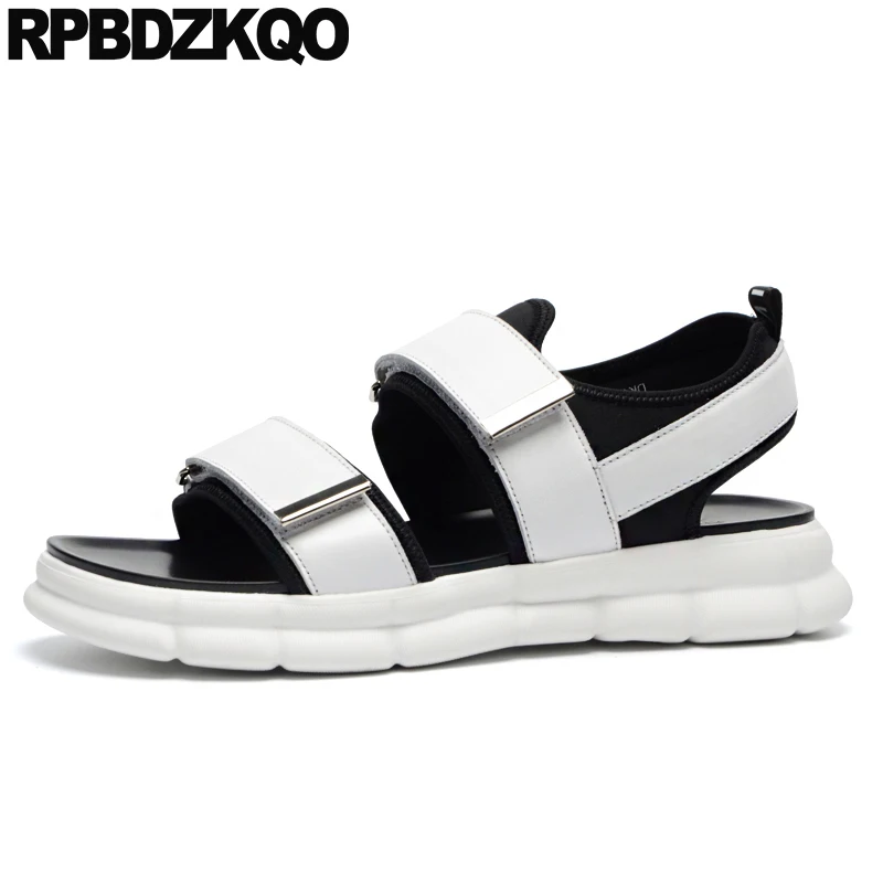 

luxury designer shoes men high quality summer outdoor sandals open toe platform sport genuine leather casual flat sneakers white