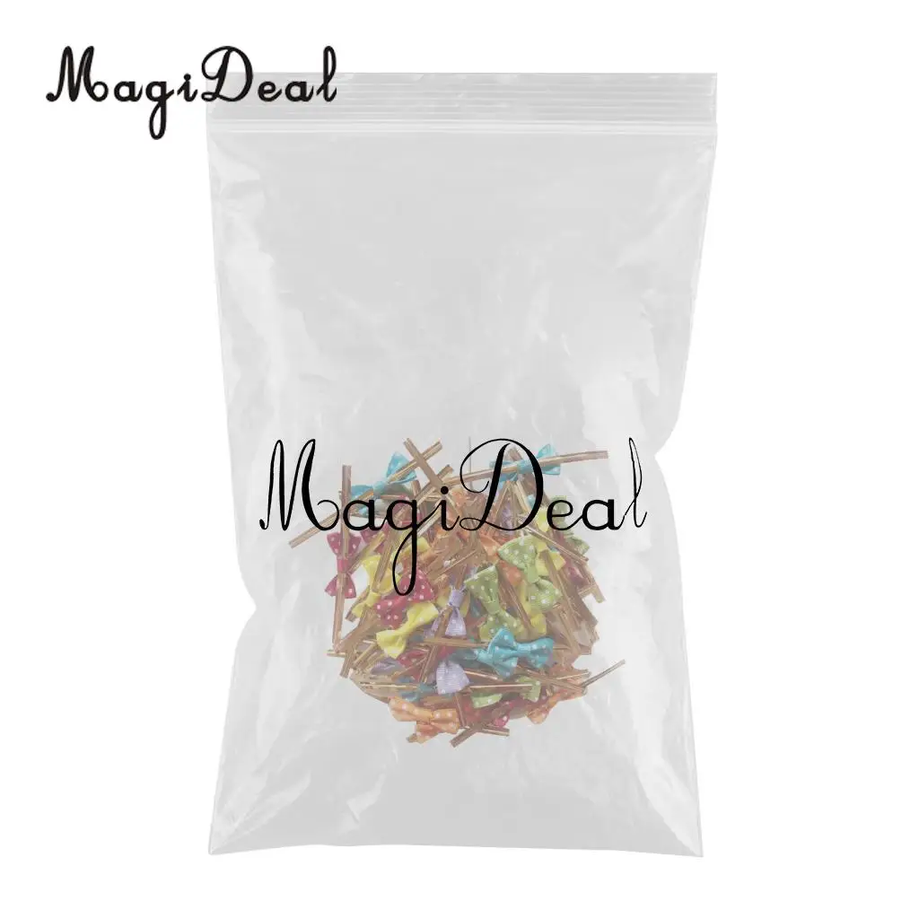 MagiDeal 50 Pieces Bowknot Sealing Wire Bakery Packing Cake Decoration Wire Bow Twist Tie for DIY Art Craft Projects #2