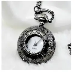 Новое поступление Малый Размеры Черный Рома Для мужчин Для женщин Карманные часы Цепочки и ожерелья для Рождественский подарок