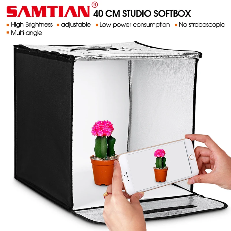 SAMTIAN F40 Light Box фото студия складной Lightbox Фотография Softbox 40*40 палатка с белый желтый черный фон
