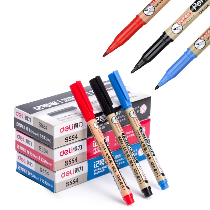 

10 pcs Deli Double Headed Water Mark Pen gel pen for school office stationery Hook Line Brush Strokes Permanent Fine color Draw