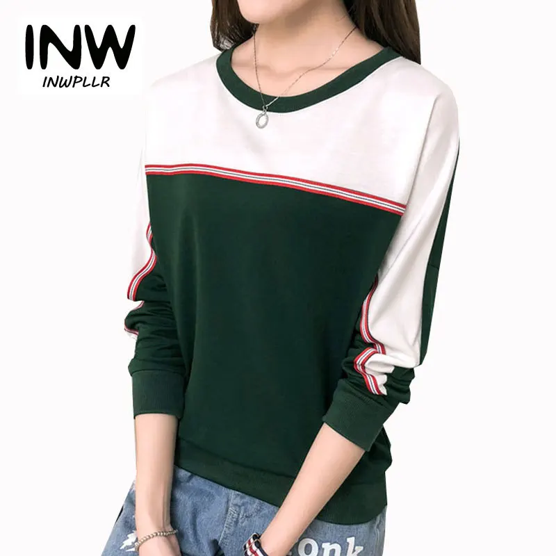 

O-neck Tshirts Women 2019 Autumn Plus Size T-shirt Women Tops Patchwork Tee Shirt Femme Cotton Tshirt Casual Camisetas Mujer