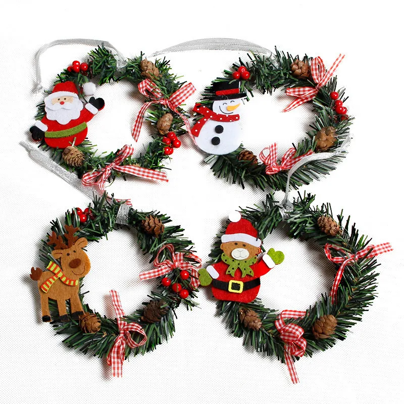 Small Christmas Wreath Cartoon with Pines - Merry Christmas Wreaths - Mini Xmas New Year Garland - Nice Gift - Xmas Wreath Diameter 15cm image 3