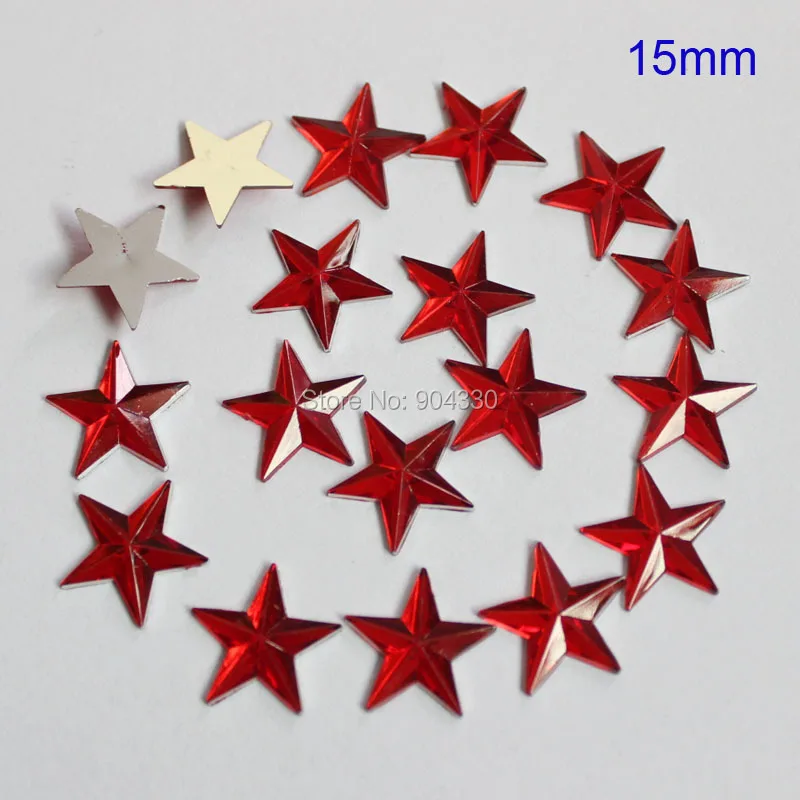 

Free Shipping LANZZAY 500pcs Red 15MM Five Star Flatback Rhinestone Acrylic Diamond Scrapbook Craft Jewelry DIY Decoration