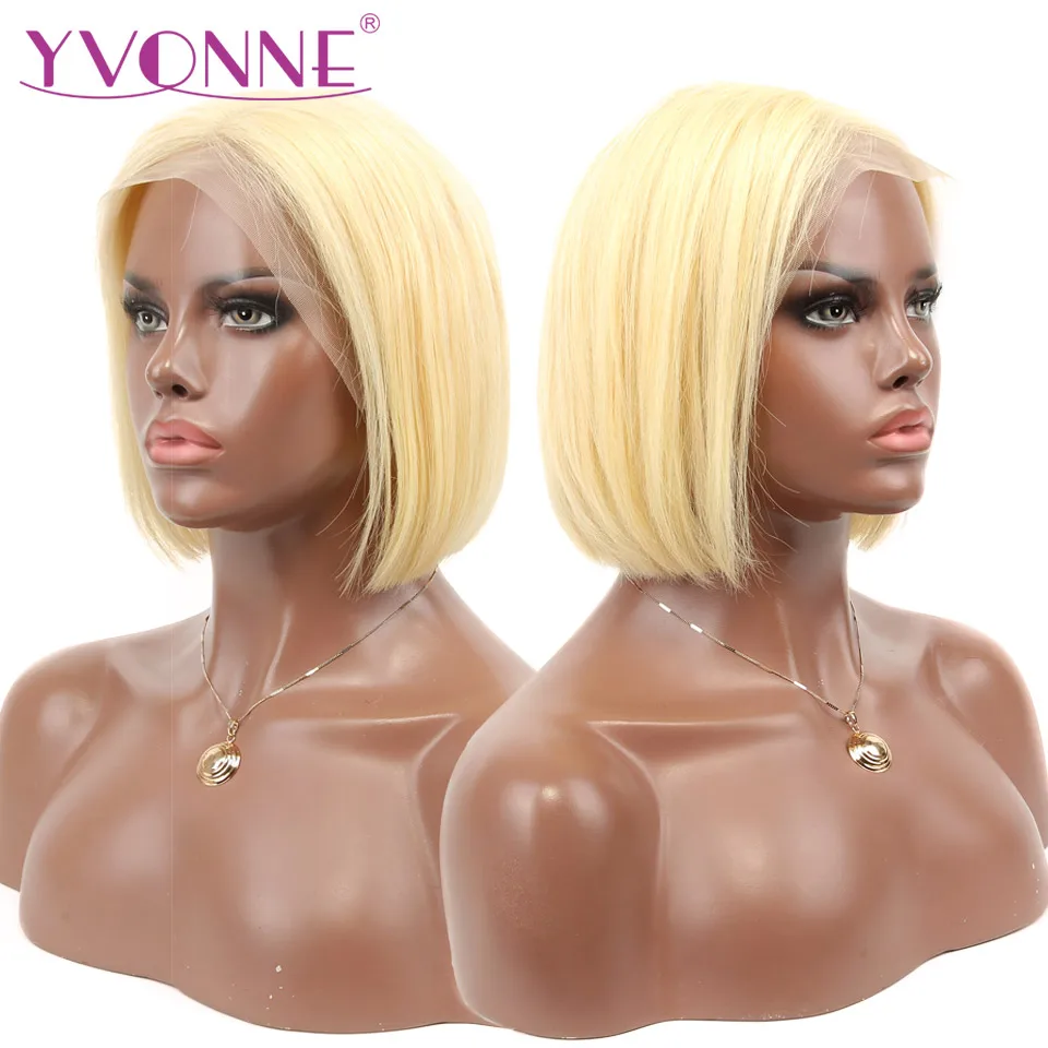 YVONNE 613 прямые короткие волосы Remy Bob блонд кружева фронта человеческих волос парики