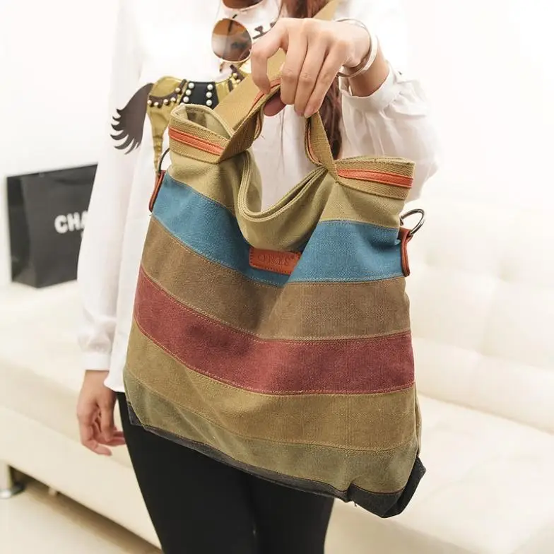Холщовая полосатая женская сумка-мессенджер женская сумка-переноска дизайнерские сумки через плечо женские сумки через плечо, клатчи