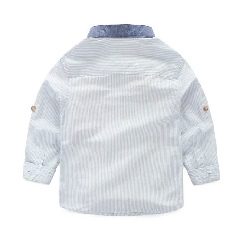 Новая весенняя рубашка со стоячим воротником в полоску детская рубашка хорошего качества рубашки для мальчиков в китайском стиле 6BL015