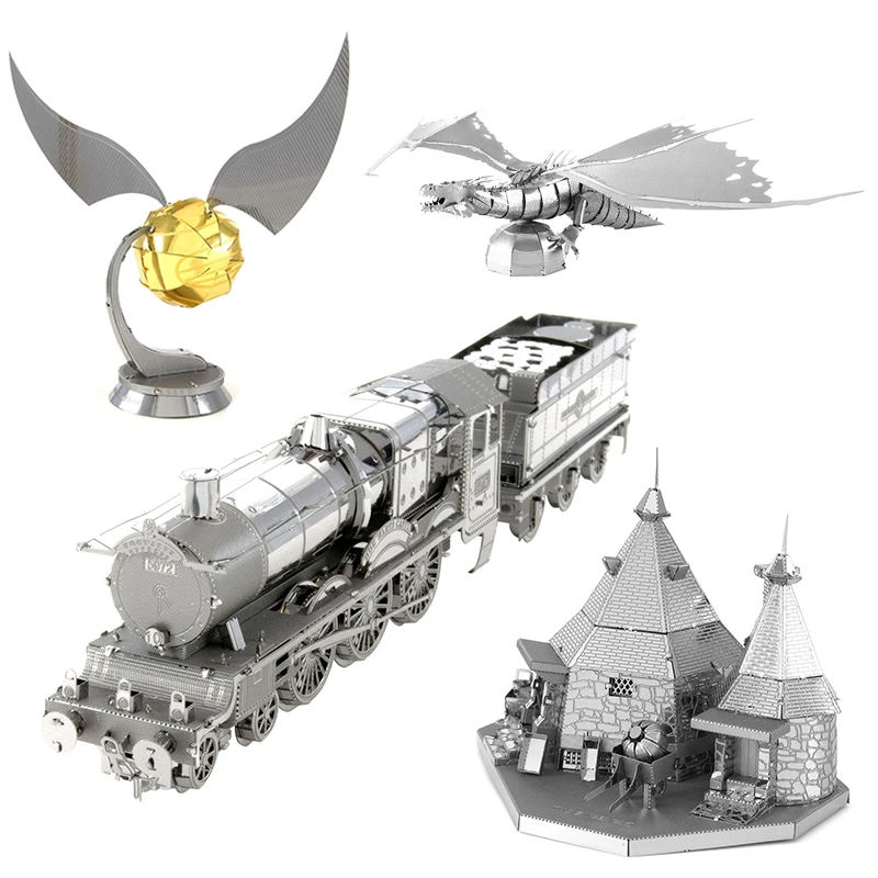 3d Puzzle Metal Model Hogwarts Express Rubeus Hagrid Hut Golden Snitch Ringotts Dragon Adult Kids Puzzle - roblox hogwarts express