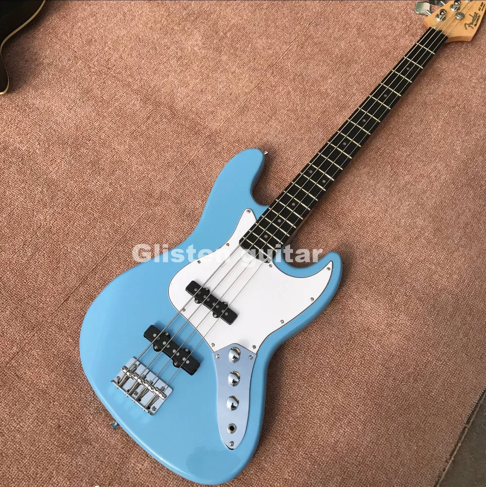 Светло голубой 4 струны бас гитары с палисандр freboard, custom бас