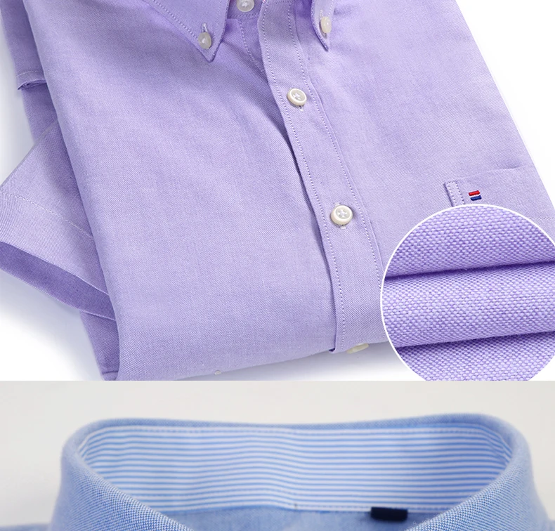Новая летняя оксфордская Мужская рубашка, 70% хлопок, короткий рукав, Повседневная рубашка Camisa Social, белая, синяя, Стандартная посадка, Мужская блузка Chemise Homme