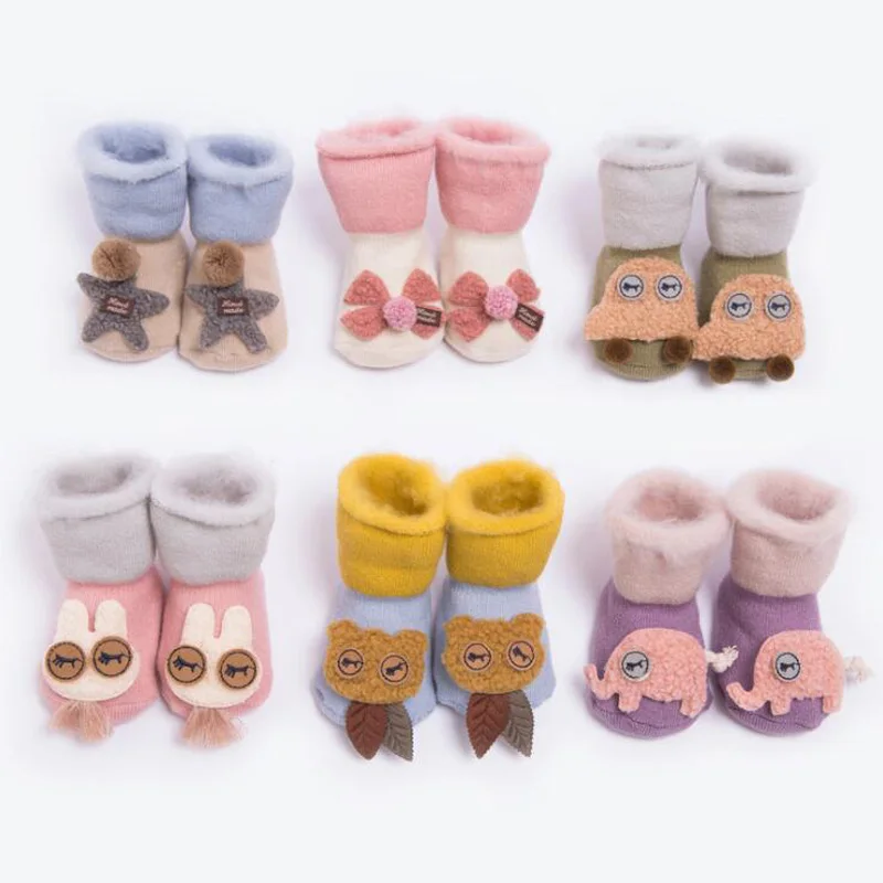 Бархат мультфильм куклы детские носки для малышей толстые зимние теплые Носки для малышей