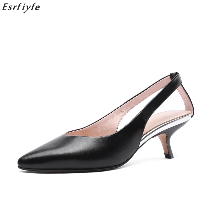

ESRFIYFE 2019 New Summer Sexy High Heels Sandals Women Stiletto Office Female Leather Sandals Pointed Toe Slingback Footwear