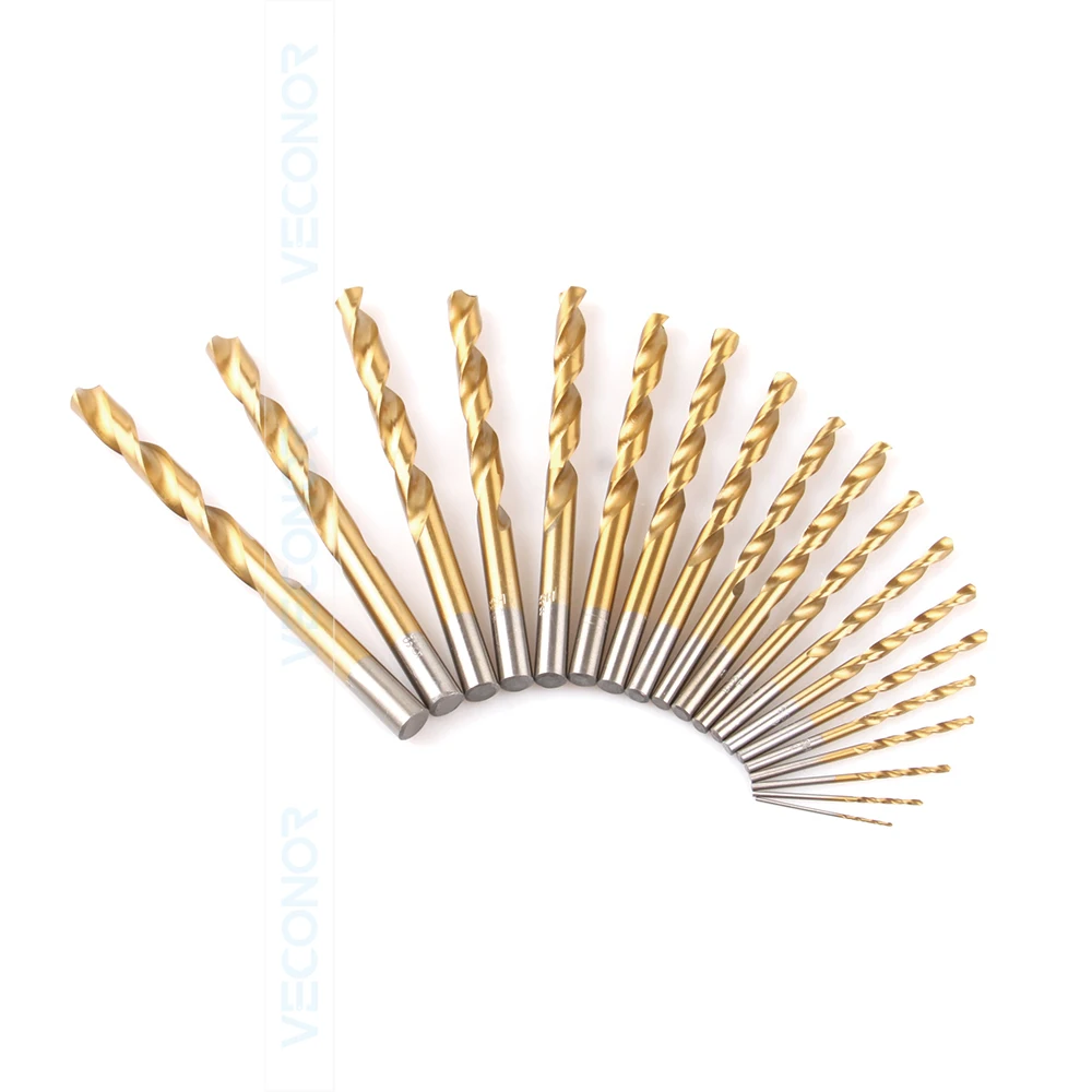 

VECONOR 19 Pcs Per Set Twist Drill Bit Set Saw Set HSS High Steel Titanium Coated Drill Woodworking Tool 1.0mm To 10mm