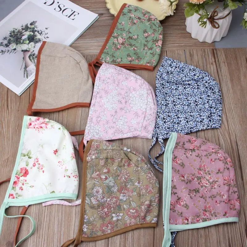 

Baby Floral Vintage Hat Newborn Photography Double Side Linen Strap Beanie Boys Girls Props Cap Countryside Costume Kids Bonnet