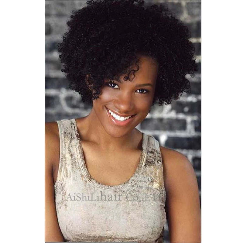 Natural Black Short Kinky Curly Wigs For Black Women Perruque