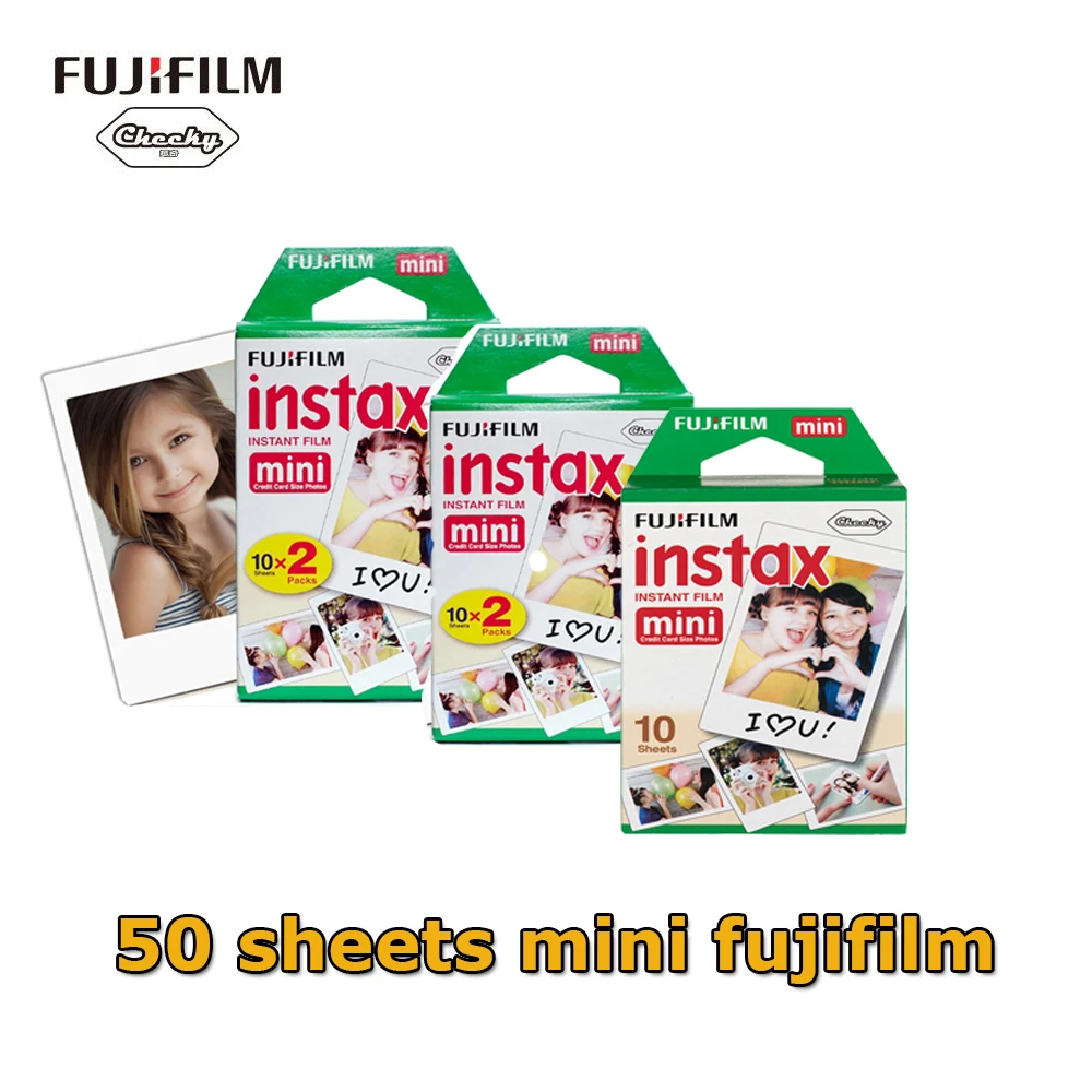 

High qulaity 50 Sheets Original Fujifilm Fuji Instax Mini Film White Sheet For Polaoird mini 7 7s 8 10 20 25 50s 50i SP1 dw