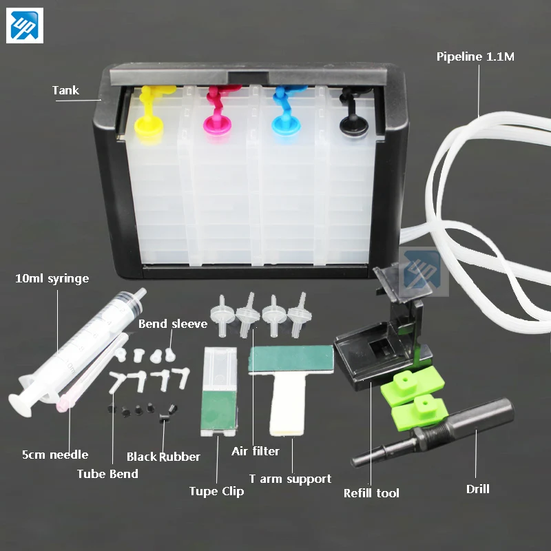 

Luxury 4 Color CISS kit with accessories ink tank for HP 21,22 60 61 56 57 74 75 901 121 122 140 141 300 301 PG40 50 830 printer