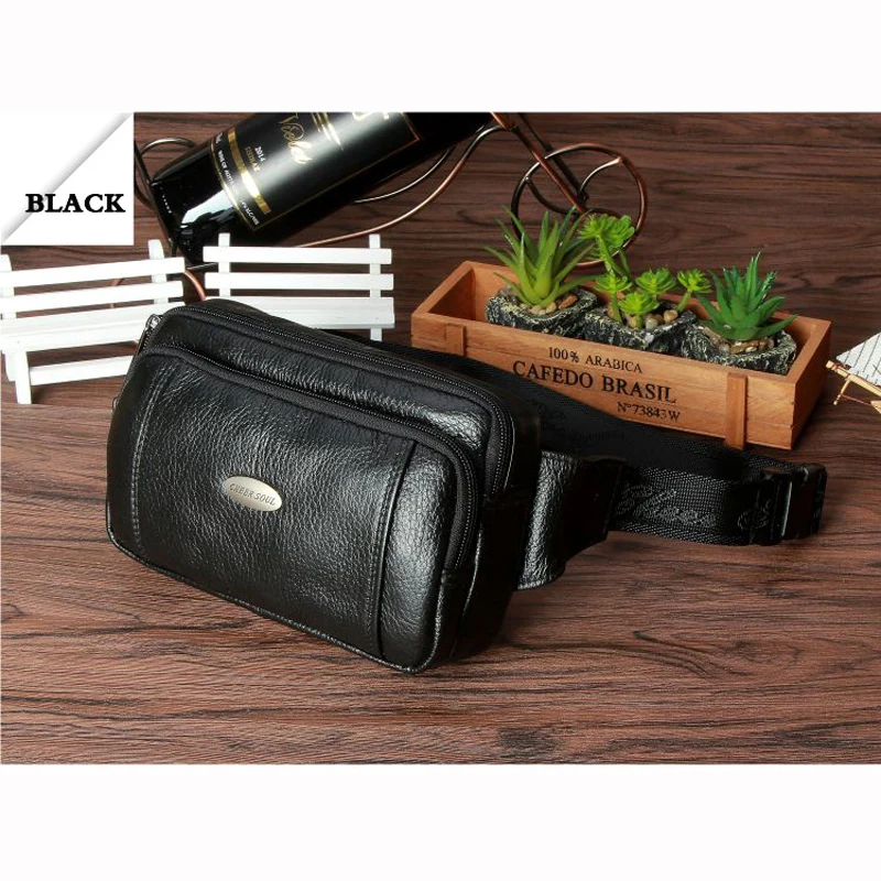 Hot sale 2017 New Genuine Leather Fashion Style Belt Bag Men for Travel Fanny Pack coffee Retro ...