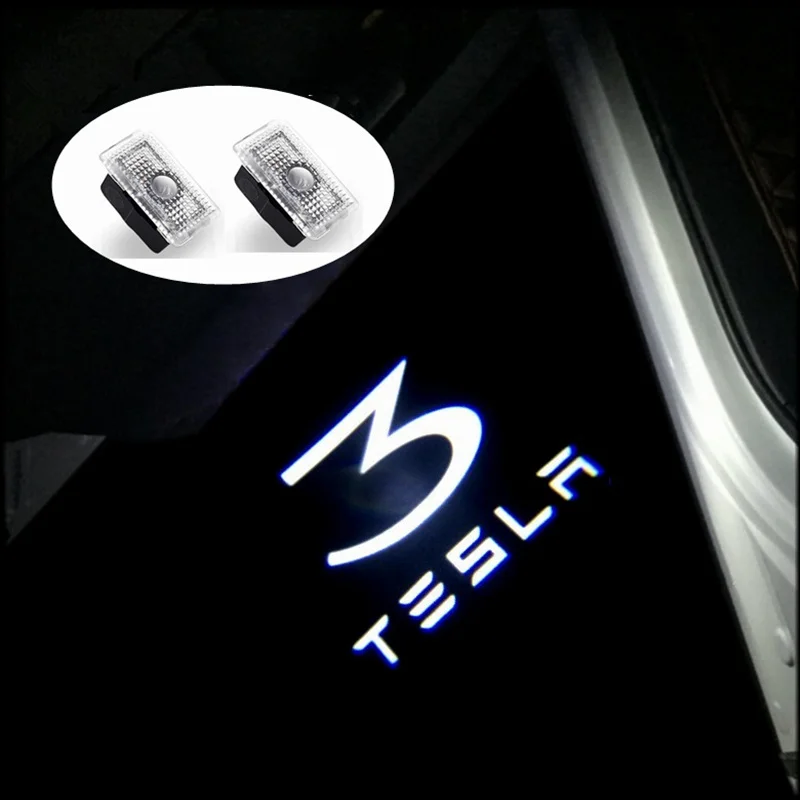 

2x Car 3D LED Door Logo Welcome Light Laser Projector Ghost Shadow Lights For Tesla Model 3 Model S Model X