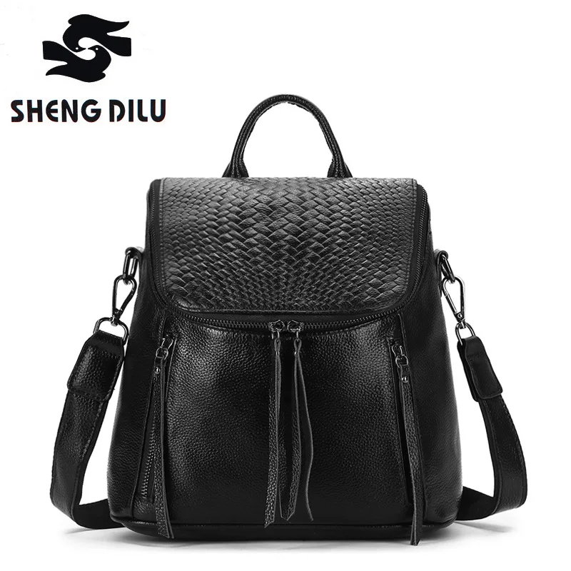 Designer Brand Women Cowhide Leather Backpack Casual Backpack Bag Teenager School Travel Back Pack Mochila Escolar