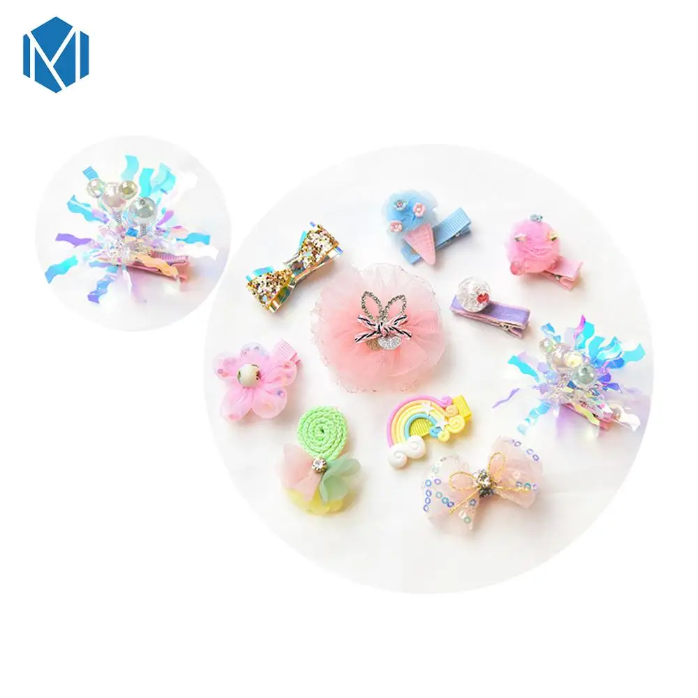 MISM Baby Hair Clips Animal Haarband Bows Hairpins for Girls Hair Accessories Headband Chiffon Cartoon Barrettes Set Ornament - Цвет: Bow