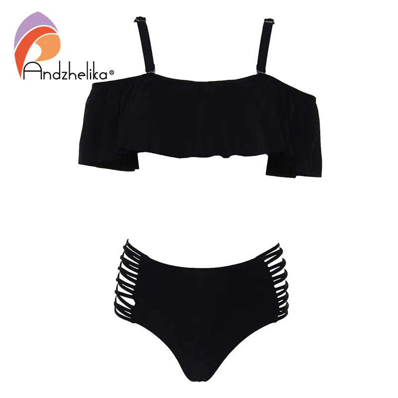 Andzhelika bikini 2018 женский купальник бикини с завышенной талией и эффектом пуш апп