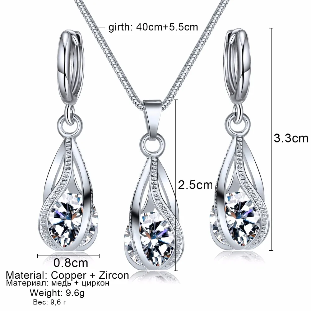 AILEND2018 New Fashion Crystal Jewelry Set Zircon Necklace Earrings Set Decoration - Image 6