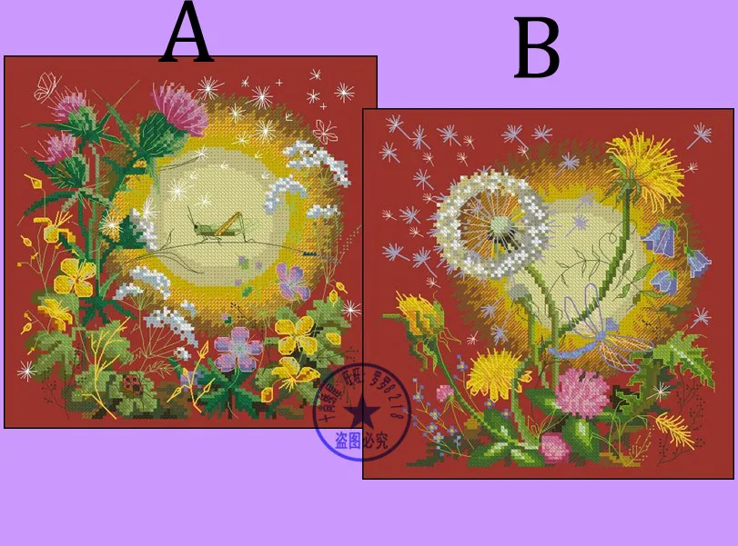 

Free delivery Top Quality lovely counted cross stitch kit Dandelion Flower Grasshopper Insect At Night