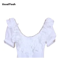 New  Women Fashion OL short Sleeve Solid Round Neck Ruffles Blouse Body Shirt metal chains design S-M-L-XL SY0201 2