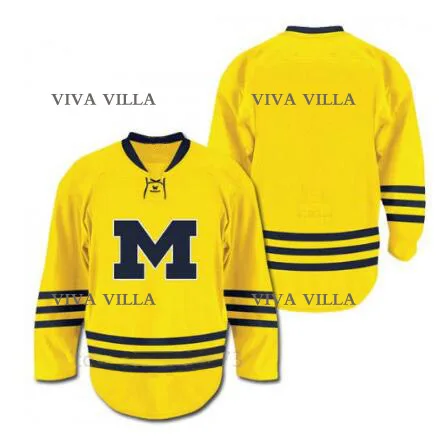 

University of Michigan Hockey Jersey Stitched Customize any number and name College Men Ice Hockey Jersey VIVA VILLA