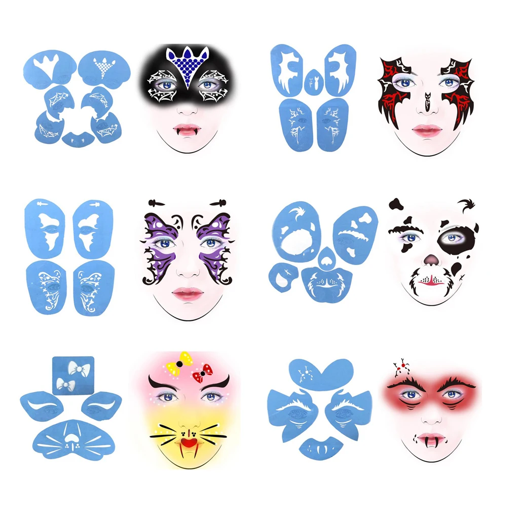 MagiDeal Reusable Plastic Face Body Art Painting Stencils Tattoo Template Accessories for Men Women Party Makeup