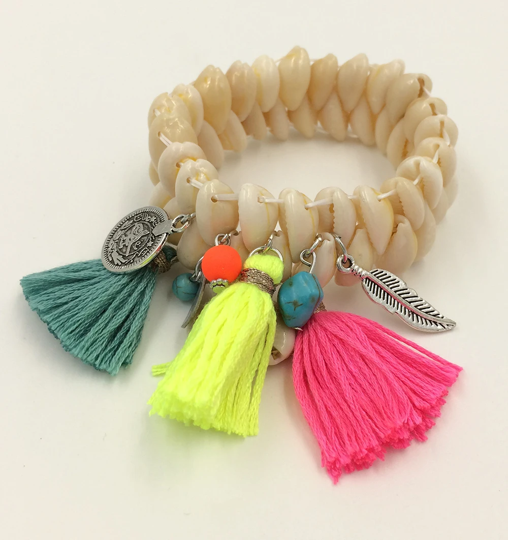 2017 New Ethnic Handcraft bracelets friendship bracelet tassel charm bracelet bangle shell Beaded Bohemia Bracelets