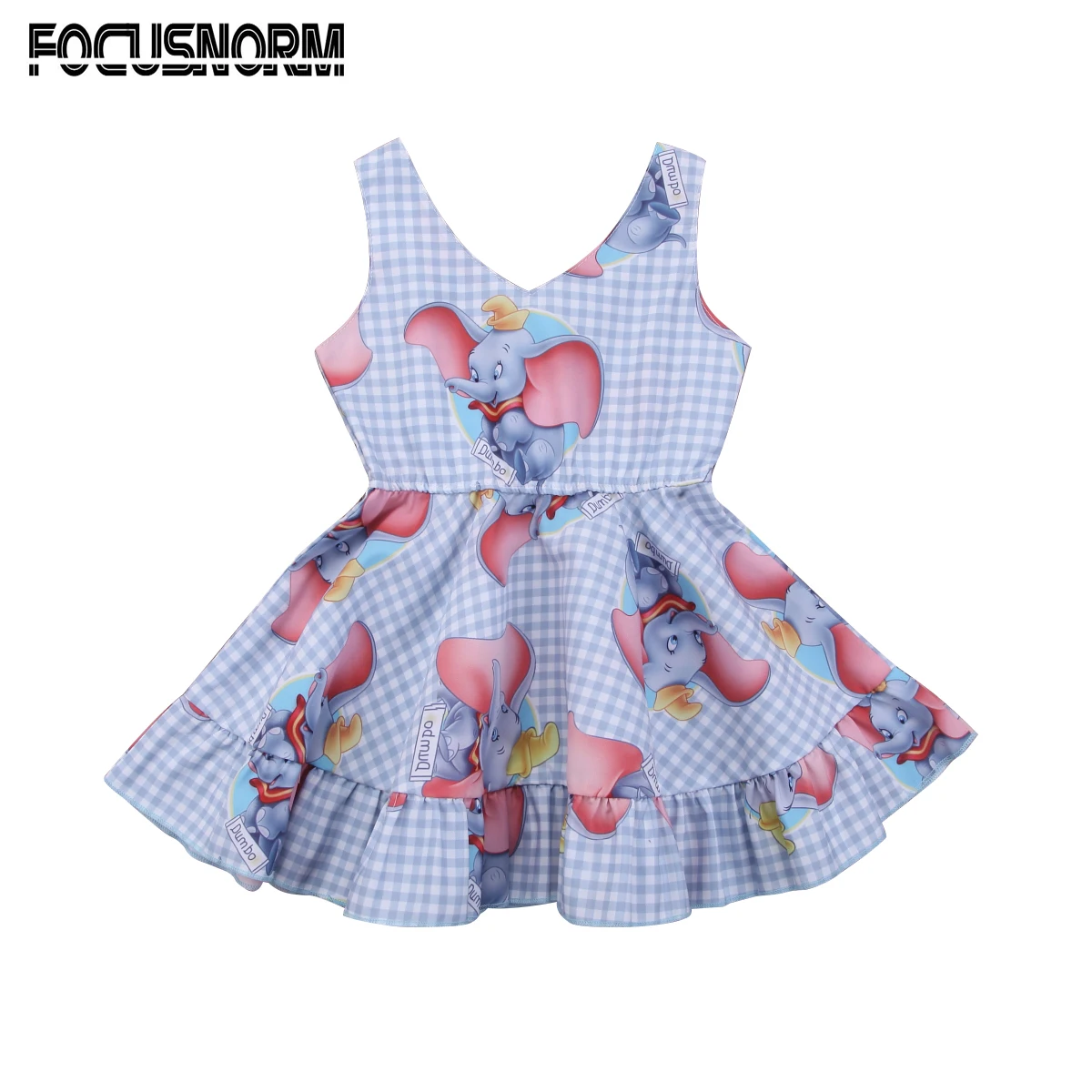 

Kids Baby Girls Princess Cartoon Animal Plaid Sleeveless Dress Ruffle V-Neck Tutu Dress Outfits Clothes Sundress