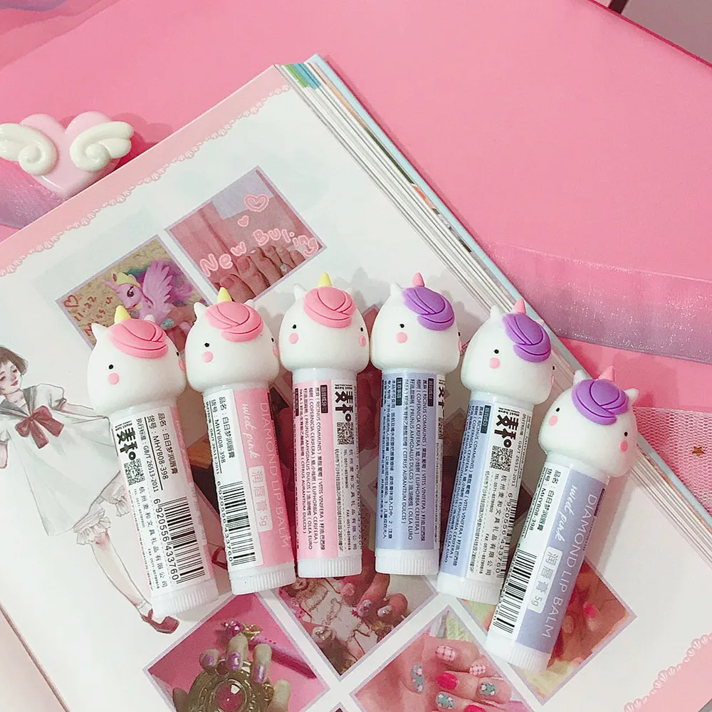 

16pcs/box Cute Cartoon Unicorn Pineapple Peach Lip Balm Makeup Baby Natural Moisturizing Nutritious Lips Balm Lip for Kids Gift