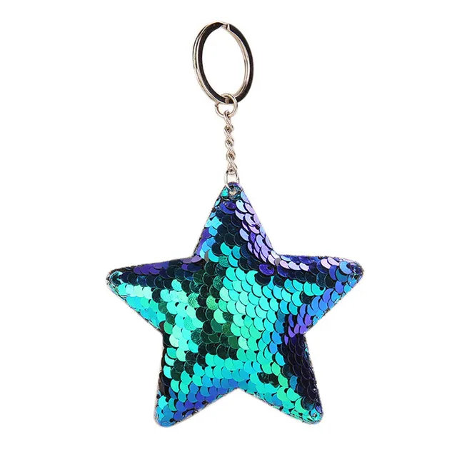 None Delicate Sequins Star key chains Pentagram Key Ring Unique Star