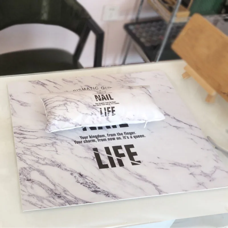 Nail Art Hand Pillow Cushion Nail Polish Holder Soft Pu Leather Sponge Arm Rest Stripe Design Salon Manicure