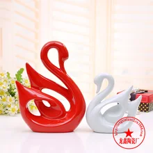 Swan- 2 Pcs/Pair Ceramic Elephant Figurine Animal Lovers Couple Porcelain Wedding Gift Home Cabinet Living Room Decor