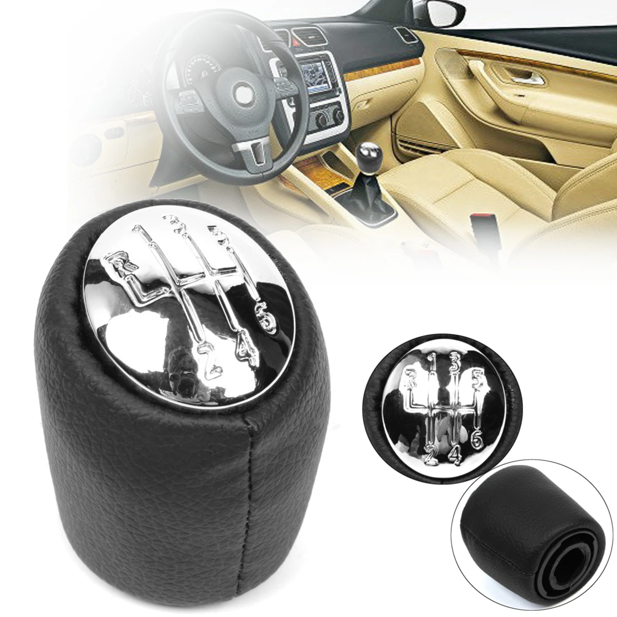 

6 Speed Car Gear Shift Knob Gear Ball Handball Head Knob Chrome Caps For Renault Laguna