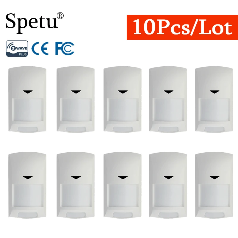Spetu 10pcs/lot Smart Z-wave Plus PIR Motion Sensor Detector Home Automation Z wave Alarm System Motion Sensor Battery Operated