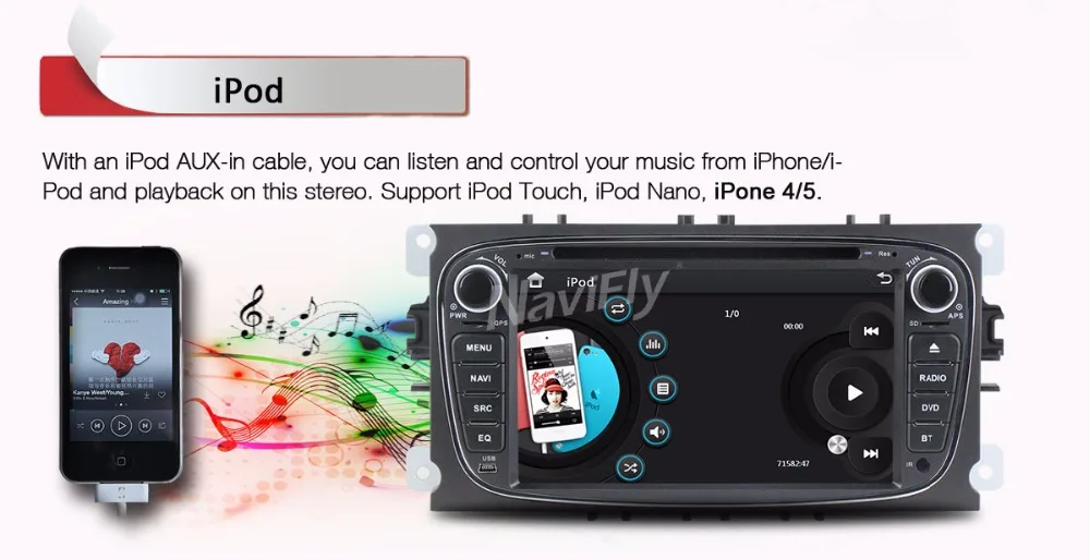 Perfect In stock 2DIN Car DVD Player GPS Navi for Ford Focus Mondeo Galaxy Kuga with Audio Radio Stereo Head Unit BT RDS Free MAP MIC 37