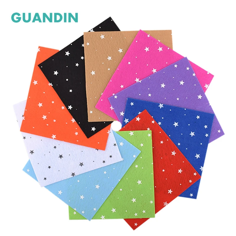 

GUANDIN,Printed Polyester Nonwoven Felt Fabric Patchwork DIY Sewing & Quilting Cloth For Dolls Stars Series/15x15cm/10pcs/pack